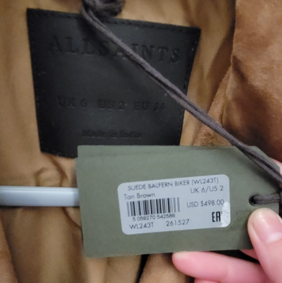 All Saints Suede Balfern Leather Jacket - Picture 3 of 7